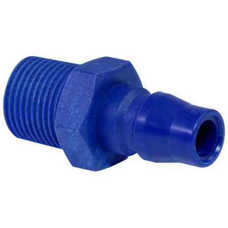 One Touch Quick Couplings Male Plug (Nylon66 + GF) - Also known as one-hand operation quick coupling, one-hand operation quick coupler, one-hand quick release coupling.