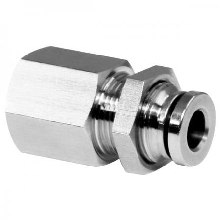 Connettore femmina a parete per raccordi pneumatici SUS Push-in - Connettore femmina a parete per raccordo pneumatico Push-in.