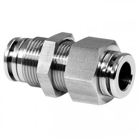 Stainless-steel Push-in Pneumatic Fittings Bulkhead Union