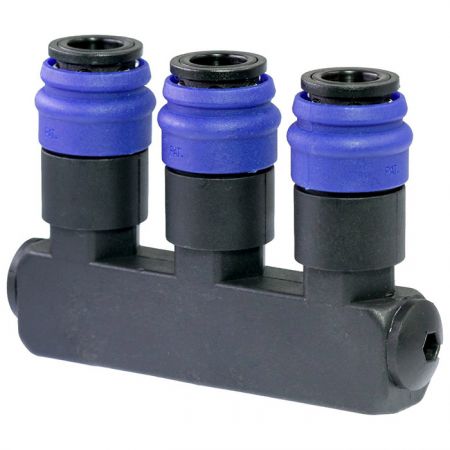 Quick Couplings Manifold Block with Couplings 2 Outlets.