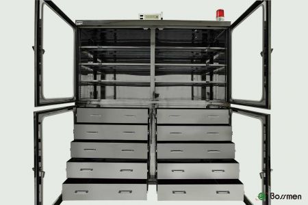 Multi-purpose Nitrogen Cabinet, equipped with diverter pipe and grounding chain for stability, safety, and preventing static buildup.