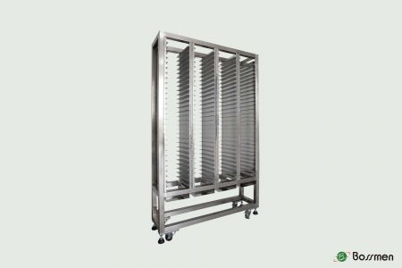 开放式9寸光罩储存柜，每排设有30组不锈钢分隔架，最多可存放120个光罩盒，使得光罩盒的存取更为便捷。