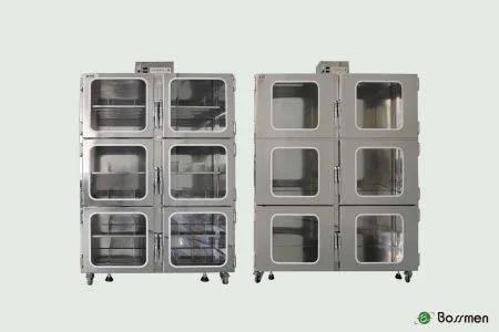 Six-Door Nitrogen Cabinet - Provides stable low-humidity environment for moisture-sensitive items.