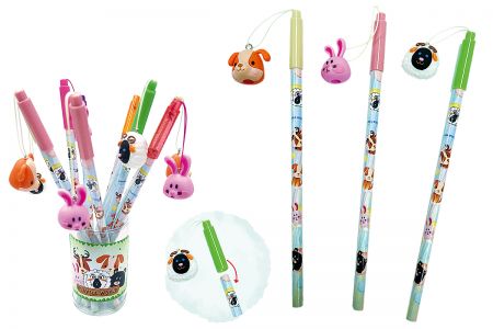 客製化動物系列鉛筆，搭配吊飾筆蓋。