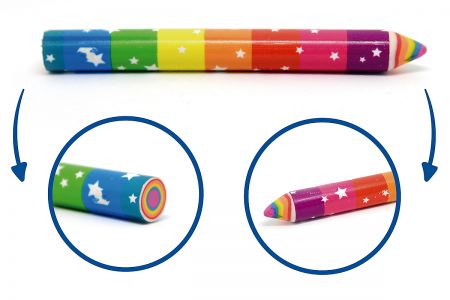 多層次色彩的客製化彩虹橡皮擦。