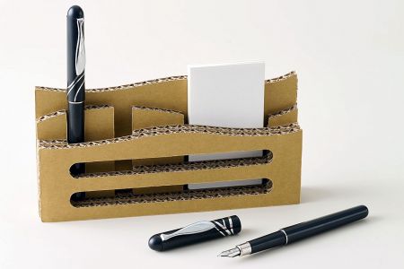 內襯包裝具雙重功能,可作為筆座與名片座使用。