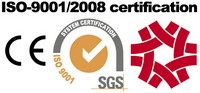 Certificado ISO-9001, declaração CE.