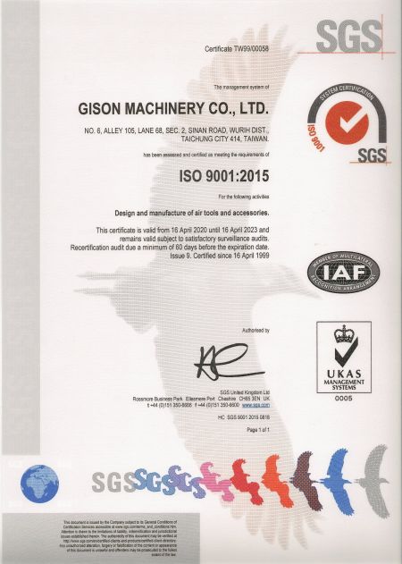 ISO-9001:2015品質認證證書