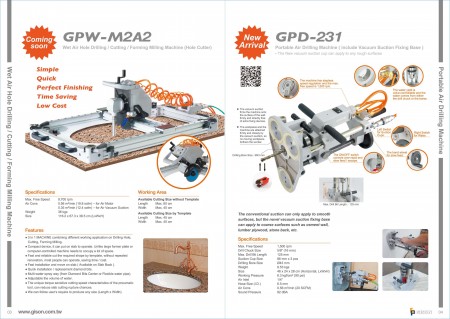 Gison GPW-M2A2 nedves levegős lyukfúró / vágó / alakító marógép, GPD-231 hordozható levegős lyukfúró gép