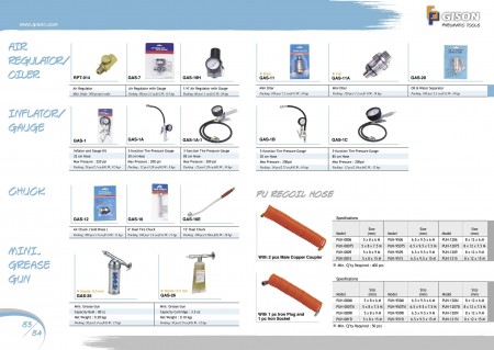 Gison Druckluftregler, Öler, Inflator/Manometer, Mini-Fettpresse, PU-Spiralschlauch