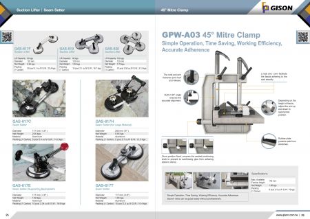 GISON Suction Lifter, Seam Setter, GPW-A03 Mitre Clamp