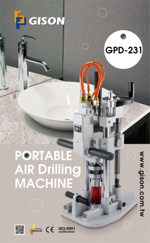 Plakát k přenosnému vrtacímu stroji na vzduch GPD-231 (včetně podložky s vysavačem na prach)