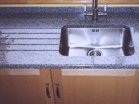 Sink drainer grooves for kitchen marble / granite counter top