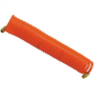 Tube flexible en polyuréthane rétractable pour tuyau d'air (5 mm (I.D.) x 8 mm (O.D.) x 15 m) avec 2 raccords mâles en cuivre
