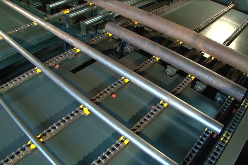 Automatic Sorting System can take the cutoff pieces to their respective destination bucket or rack.