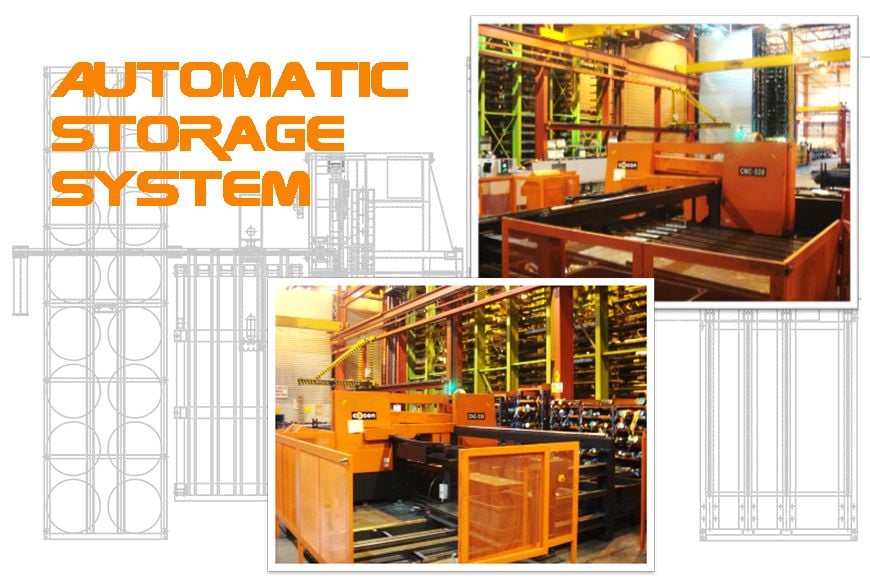 Cosen offers automatic magazine infeed system, automatic outfeed and sorting system. Material can come directly from and go back to your storage system.