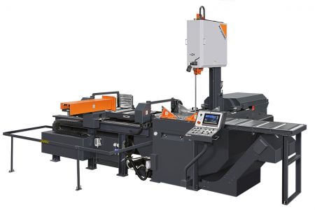 Machine à scie à ruban verticale automatique à cadre incliné 22" x 28" - Affichage Outlook de la machine à scie à ruban verticale automatique à cadre incliné