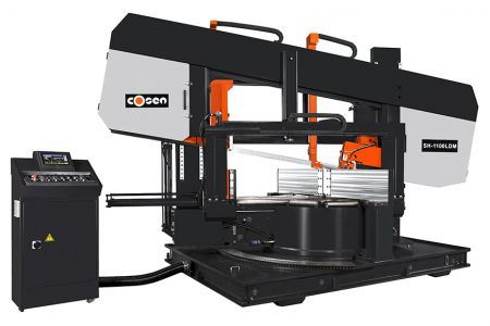 1118mm Semi-Automatic Horizontal Dual Post Dual Mitering Band Saw Machine - Display of 1118mm Semi-Automatic Horizontal Dual Post Dual Mitering Band Saw Machine