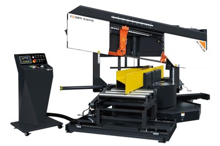 Alimentation de la scie à ruban à double miter semi-automatique horizontale à double poteau (SH-710LDM)