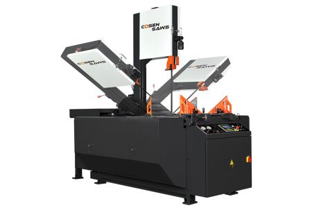 Macchina per sega a nastro verticale a telaio inclinato semi-automatica in rotazione