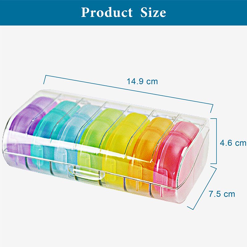 Custom 14 Grids Weekly Pill Box Case 7 Day with Counter Tray (E-369-1 ...