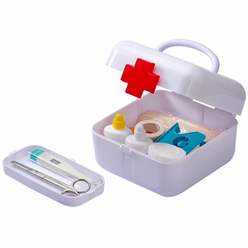 Plastic Container First Aid Kit Empty Square Supplement Medicine First Aid Kit (E-408)| Durable, Logo ...