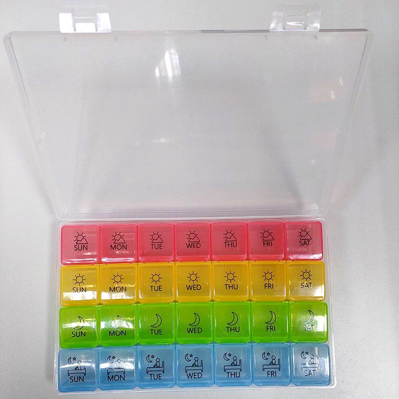 Medication Box Sample Custom Portable 28 Compartments Pill Organizer with Outer Case (EK-336 ...