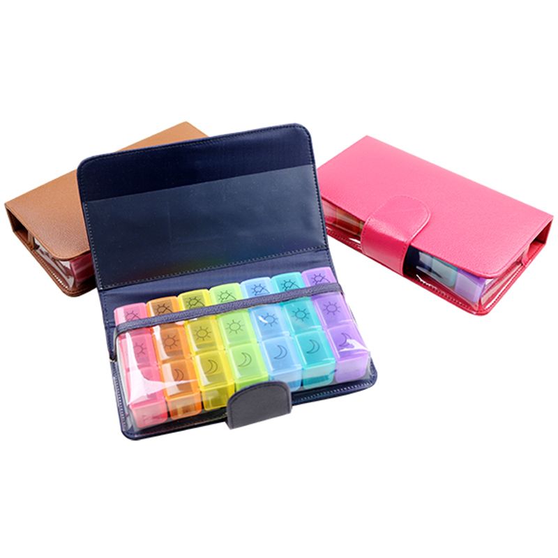 Custom 7 Days Weekly Tablet Medicine Box with Leather Bag (PU-348 ...