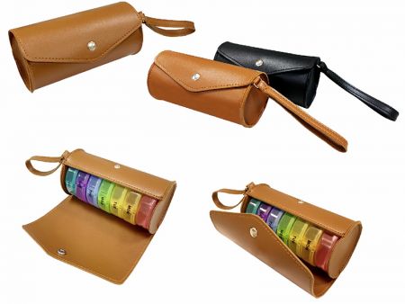 Wholesale Plastic Pill Box Case for Leather Purse - Customized Pill Case and Organizer with Leather Purse for Wholesales