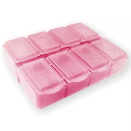 Porta Suplementos Semanal com 8 Divisões como Organizador de Medicamentos. - Aparência do Caso de Pílulas com 8 Divisões Impresso.