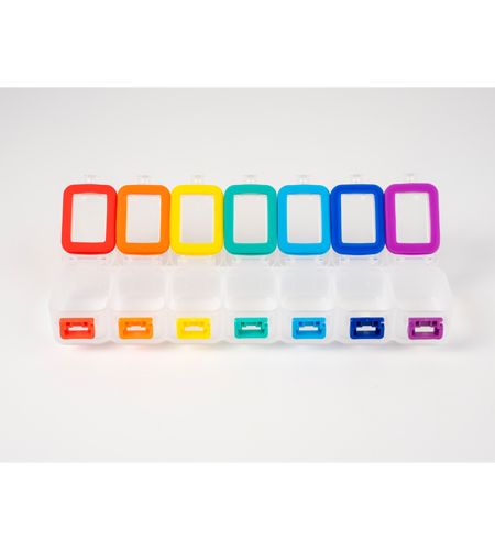 Organizador de pílulas com cores do arco-íris