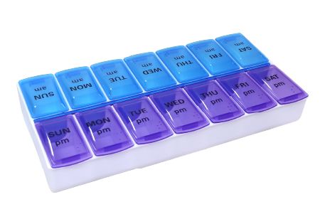一星期十四格盲人點字收納藥丸收納盒(中) - 盲人點字藥盒外觀。