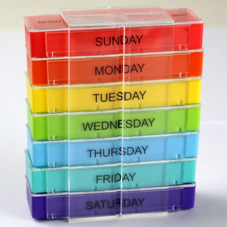Custom Pill Holder Weekly with 7 Units 28 Compartments - Plastic Pill Case Appearance