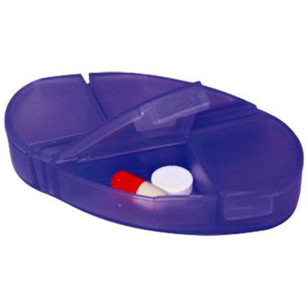 Ежедневный пластиковый органайзер для таблеток в форме сердца с 4 отделениями, размером 8,5 x 5,1 x 1,6 см.