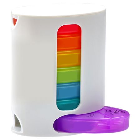 Organizador de Medicamentos Vertical Semanal de 14 Compartimentos para 7 Dias, Dispenser de Pílulas para 4 Vezes ao Dia, Caixa Organizadora de Medicamentos para Vitaminas, Óleo de Peixe. - Aparência do Estojo de Pílulas.