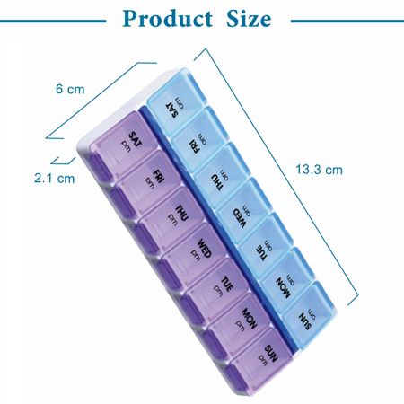 Dimensioni della custodia per pillole in Braille.