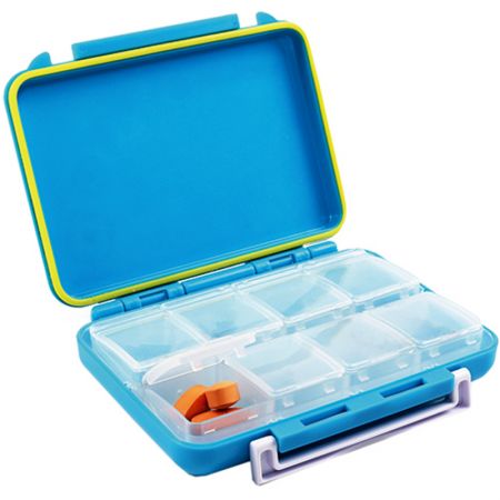 Caixa de pílulas vazia personalizada à prova de umidade para bolso com 8 compartimentos e anel de silicone - Atacado de armazenamento de caixa de pílulas