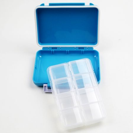 Taille de la capacité de la boîte à pilules : 12 x 9,5 x 2,4 cm.