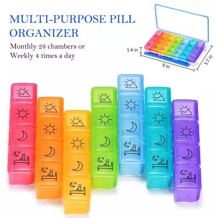 Pillenbox-Größe mit feuchtigkeitsbeständigem Organizer.