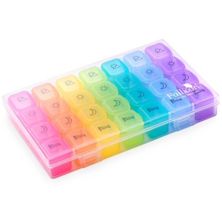 Caixa de comprimidos semanal 4 vezes ao dia com estojo, dispensador de pílulas de 7 dias 4 vezes ao dia, organizador de medicamentos para vitaminas, óleo de peixe - Estojo de pílulas 4 vezes ao dia