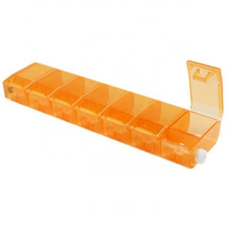 施錠可能な7グリッドプラスチック製ピル薬収納ボックス。