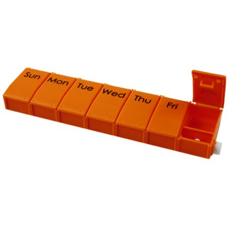 7日裝糖果色藥盒開啟。