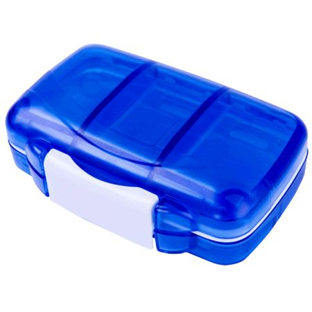 Tragbare kleine Pillenbox blau.