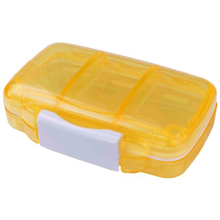 Tragbare kleine Pillenbox gelb.