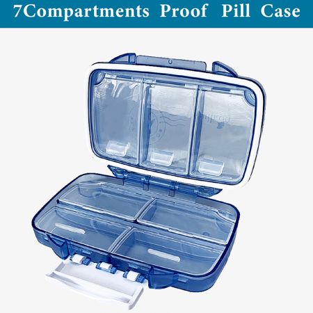 Tragbare kleine Pillenbox öffnen.