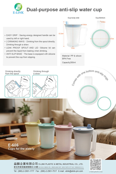 Tazza da bere adattativa antiscivolo a doppio uso per anziani e assistenza - Tazza d'acqua antiscivolo a doppio uso