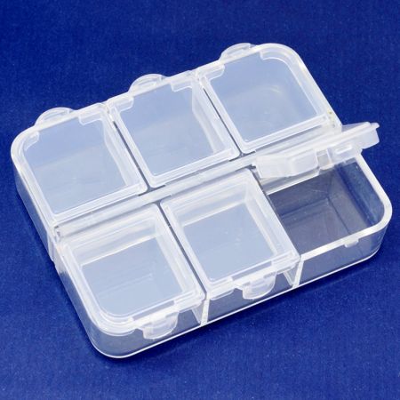 單日透明六格藥品收納盒 - 6格藥盒外觀。