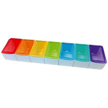 Afneembare Wekelijkse 7 Grid Plastic Tabletdoos Pastillero. - Afneembare Wekelijkse 7 Grid Pillendoos Uiterlijk.