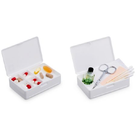 Capacité de la boîte à pilules transparente à ouverture double.