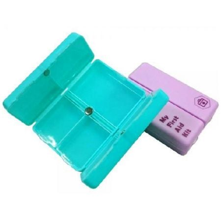 Medizinische Pillenorganisatorbox mit individuell anpassbarem magnetischem Verschluss.